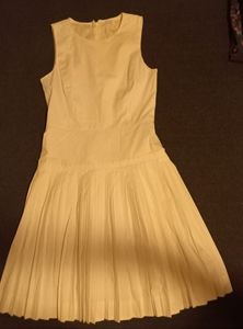 White sleeveless Jcrew Half Pleated Dress Size 0